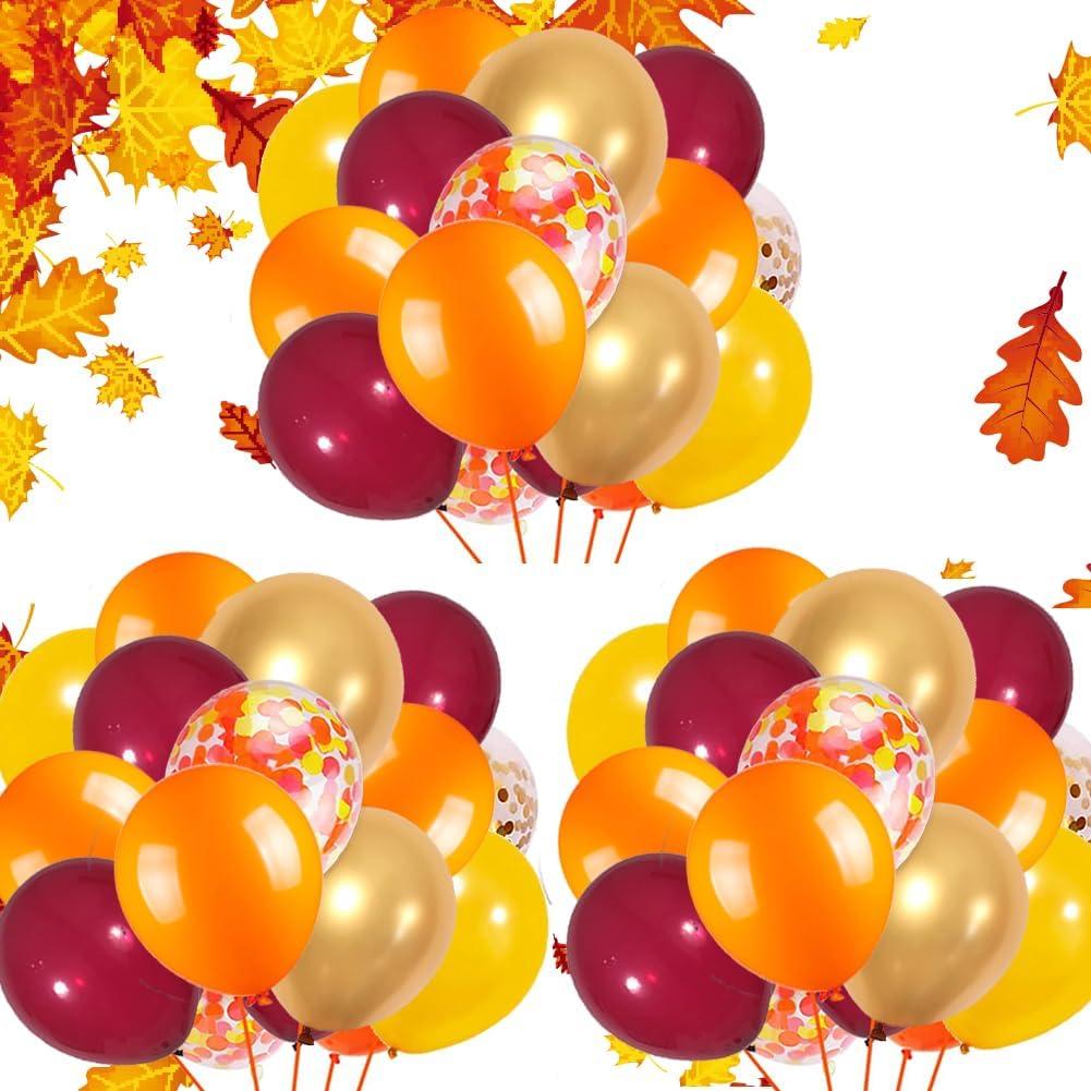 Fall Balloons Thanksgiving Orange Yellow Burgundy Gold and Confetti Ballons Autumn Theme Decorations for Baby Shower Birthday Wedding Bridal Boys Girls Thanksgiving Party Decor