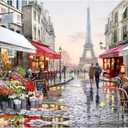 Jigsaw Puzzles 1000 Pieces for Adults - Paris Flower Street Landscape - Wooden Puzzle - Unique Holiday Gift Suitable for Teenagers and Adults, Home Decoration(75x50cm)