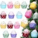 12 Pcs Cupcake Ornaments Set Christmas Hanging Christmas Tree Foam Cupcake Pastel Mini Dessert Ornaments for Xmas Tree Decoration Party Supplies