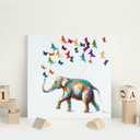 2 x ForJoy Elephant Butterfly Wall Art Handpainted Colorful Elephant Painting Butterfly Canvas Print Wall Art for Bedroom Canvas Ready to Hang (24"X 24"X1 Panel)