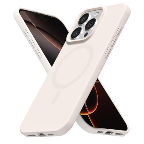 LoeoeL for iPhone 16 Pro Case Silicone Mag Safe, Beige Cream