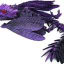 Feathered Wyvern Dragon, 3D Printed Dragon Fidget Toy,Flexible Articulated Dragon,3D Printed Toys, Desktop Pet (13.5 in, Black Purple)