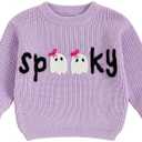 Toddler Baby Boys Girls Halloween Sweater Knitted Pumpkin Embroidered Pullover Sweatshirt Fall Winter Clothes Size 3-6 Months