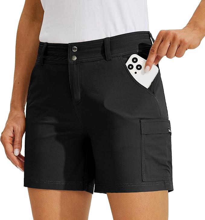 Willit Women's Golf Cargo Shorts Quick Dry Hiking Athletic Casual Summer Shorts with Pockets 5"
 Size 4