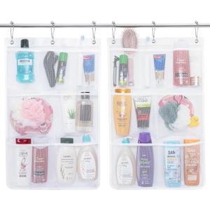 Lifewit Mesh Shower Caddy, 7 Pockets Hanging Shower Organizer with Quick Drying Mesh, Portable Space Saving Bathroom Organizer to Hold Soap, Shampoo and Cruise Ship Essentials, White, 2 Pack