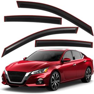 Lightronic Extra Durable Clip-on in-Channel Auto Vent Window Visor, Fits 2019-2025 Nissan Altima, UV Protection Rain Guard, Original Wind Deflector, No-Drill Easy Install, Dark Smoke, 4-Pcs