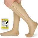 Ailaka Zipper Compression Socks Medical, 15-20 mmHg Knee High Compression Socks for Men Women, Close Toe Support Socks for Varicose Veins, Edema, Recovery, Pregnant, Nurse, Small