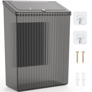 Sealegend Magnetic Slim Trash Can Wastebasket with Lid, Lint Bin, Storage Bins Perfect for Kitchen, Fridge, Cabinet, Bathroom, Laundry Room Organization, Black