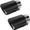 2.5'' Inlet 3.5" Outlet Black Exhaust Tips Glossy Carbon Fiber and Stainless Steel Car Tail Pipe Universal for Vehicles with 2.5" O.D. (Glossy Black Silver) 2PCS