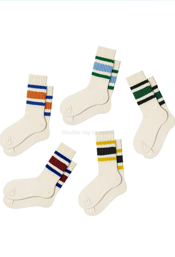 Fun Novelty Retro Striped Crew Socks For Women Sporty Calf Casual Cotton Tube Socks Women  3-5t