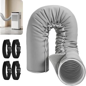 Portable AC Hose Insulation Sleeve with 4 Adjustable Straps, Portable Air Conditioner Hose Cover Wrap for 5" & 5.9" Diameter Exhaust Hose, Insulated Hoses Duct Vent Cover, Grey, 1PCS