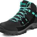 R CORD Womens Waterproof Hiking Boots Ankle Hiking Boots for Women Durable Hiking Shoes for Outdoors Black Size 7