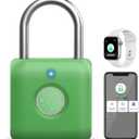 Pothunder Fingerprint Padlock, Smart Padlock, Locker Lock, Combination Lock, Fingerprint Lock with APP Unlock, USB Rechargeable, Suitable for Gym Locker, Locker(Avocado Green)