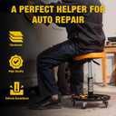 YELLOW JACKET Rolling Mechanic Stool with Wheels Pneumatic Garage Shop Seat Adjustable Height Roller Mechanics Creeper Chair with Tool Tray for Auto Repair