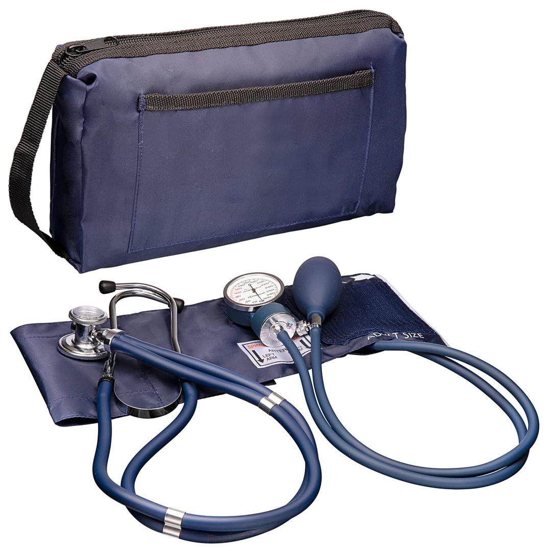 NOVAMEDIC NM-9170 Professional Aneroid Sphygmomanometer Blood Pressure Machine and Stethoscope Set, Universal Adult Size Cuff Arm, Manual Emergency BP Monitor Kit with Carrying Case (Blue)