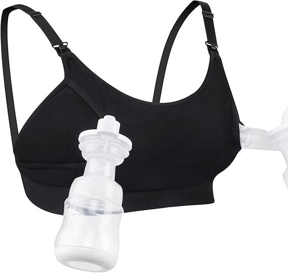 Momcozy Hands Free Pumping Bra, Adjustable Breast-Pumps Holding and Nursing Bra, Pumping & Nursing Bra in One, Size L