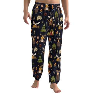 GPLYFBU Moose Men's Pajama Pants with Pockets Elastic Waistband Lightweight Breathable Sleep Pants for Men Soft Lounge Pants Small