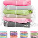Native Fab Oversized 6 Pack Turkish Towels, 100% Cotton, 40"x71", Thin, Lightweight, Fast Dry, Sand Free, Soft, Compact for Travel, Ideal for Beach, Bath, Pool, Gym, Spa, Summer - Assorted 6 Colors