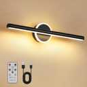 HUABRIDGE Picture Light, 16inches Wall Lights Battery Operated, Wireless Picture Art Light with Remote, Rechargeable Picture Lights for Wall, Painting, Gallery, Artwork, Portrait (Matt Black)