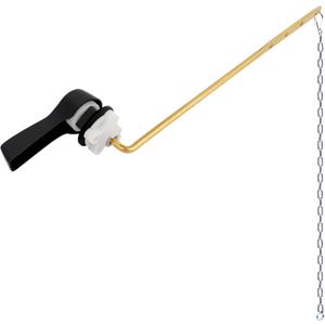 Hibbent Universal Metal Front Mount Toilet Handle Replacement Kit, Brass Toilet Flush Tank Lever with Stainless Steel Flapper Chains for Most Toilets, Matte Black Finish