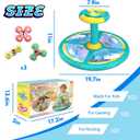 Ocean Sit and Spin Toys for Toddlers 1-3, 360 Rotation Sit n Spin, LED Light & Enlightenment Music, Ideal Christmas, Birthday Gift for Boy/Girl with 3PCS Suction Cup Spinner Toys (Blue)