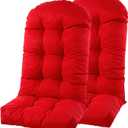 DONGMYDU Outdoor Adirondack Chair Cushions Set of 2, Non-Slip Waterproof High Back Tufted Patio Seat Pads for Porch Rocking Chair 44"x19.6"x4.7", Red