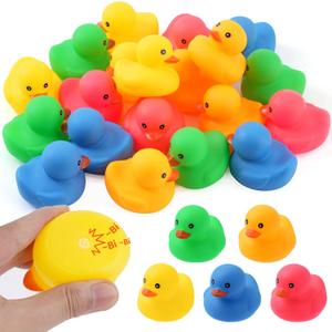 20Pcs Yellow Rubber Ducks Bath Toys, 5 Colors Bathtub Floating Squeaky Duck Bulk Baby Preschool Bath Toy for Baby Shower Infants Kids Toddler Birthday Party Decoration Gift(Large)