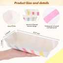 FoldTier 8oz Paper Food Boat Trays 2lb Sturdy Paper Banana Split Boats Disposable Ice Cream Sundae Dishware Bowl Boats Plate for Party Serving Snack Candy Salad(Striped Style,Macaron Color,100 Pack)