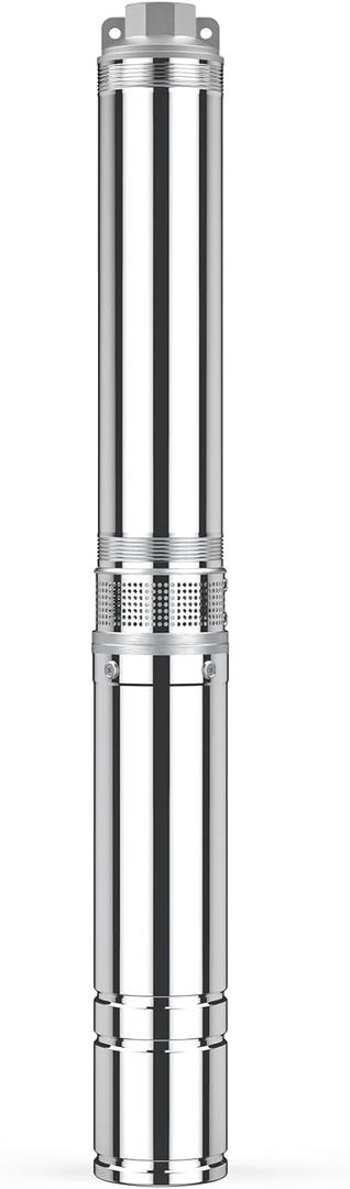 PUMPMAN 1 HP Deep Well Submersible Pump, 3450 RPM, 110V/60Hz, 26.4 GPM, 246 Ft Head, 4'' Deep Stainless Steel Water Pumps for for Irrigation, Home, Industrial, IP68 Waterproof