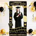 Graduation Decorations Class of 2026 Graduation Party Photo Booth Prop Black Gold Movie Background Congrats Grad Backdrop Banner for Middle High School College Party Decorations