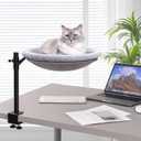 Cat Desk Bed,Sturdy Cats Bed for Desk,360 Rotating Cat Hammock Perch with Removable Washable Cover,Height Adjustable,Holds 40lbs - Perfect for Indoor CatsPerch