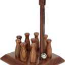 Ajuny Handcrafted Table Top Mini Bowling Game Set Wooden Bar Bowling Pin for Adults and Kids - Portable Home Office Desk Toys Gift Set of 1, Size 2 Inches