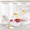 4 Pack Small Woven Basket with Handles, All 12"x 8"x 5", Cotton Rope Room Shelf Storage Basket, Cat Toys, Cute Baby Gift Basket with Gift Bags and Ribbons for Nursery, Empty Decorative Gift Chest Box