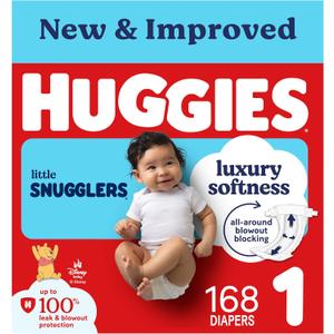 Huggies Size 1 Diapers, Little Snugglers Baby Diapers, Size 1 (8-14 lbs), 168 Count