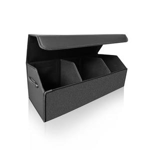 Fyzeoty Car Organizers for Trunk for Suv Sedan, Leather Storage Box,Extra Large,Magnetic Lid,Collapsible and Adjustable, S004, Black
