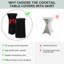 BDDC Cocktail Table Covers - 2 Pack 24"x 43" Black Cocktail Table Tablecloth with Natural Wavy Round Skirt for Bar Wedding Party Banquet