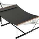 Garvee 2-Person Hammock with Stand for Outside–450lbs, Balance Rope, Pillow