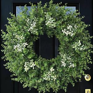 U'Artlines 20 Inch Boxwood Wreaths for Front Door with White Flowers
Spring Summer Wreath, Large Faux Greenery Wreath, Realistic and Full, for Wall Window Porch All Seasons Outdoor Decor