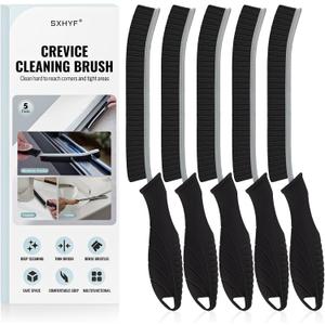 3 x SXhyf Cleaning Brush - Hard Bristle Crevice Cleaning Brush, Multifunctional Gap Scrub Brush, Kitchen Essentials, Bathroom Cleaner Tools for Household Use, Home, Window, Toilet, Stove (Black Bristle Black Handle)
