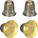 Ceiling Fan Light Covers Replacements Etched Chrysanthemum Metal Lampshade 4 Pack, 1-5/8" Fitter, 5.6" Height and 5" Diameter Fits for Pendant Light Shade (Bronze Gold chrysanthemum)