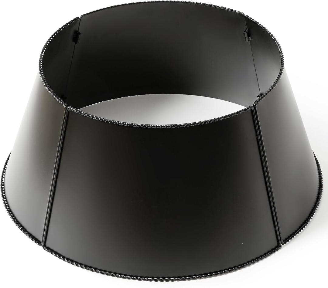 Metal Christmas Tree Collar - Tree Collars for Artificial Trees - 24in Tree Base Cover with Red Bow for 6ft 7.5ft Trees (Black)