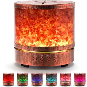 Essential Oil Diffuser Himalayan Salt Lamp - Aromatherapy Diffuser Cool Mist Humidifier 400ml Ultrasonic Aroma Diffusers Humidifier Gifts Ideas for Mom, Red Bronze