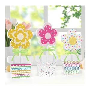 Hedeey 3-Piece Spring Layered Tray Decoration Set – Flower Wooden Table Signs for Tabletop Farmhouse Spring Table Decor – Party, Office, Home, Bedroom, Kitchen "Hello Spring" Decorations (Flower Design)