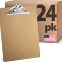 Officemate Recycled Wood Clipboards, Letter Size, 24-Pack with 6 Rust-Resistant Clips, Durable Hardboard Writing Surface, Made in USA, 9" x 12.5" (83724) (Brown)