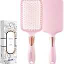 RHOS Paddle Brush for Women & Men - Detangler for Thick, Curly, Long, Wet & Dry Hair - Nylon Bristles Square Cushion Brush for Smoothing and Detangling (1 Pack - Pink)