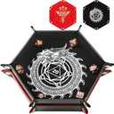 2 Pcs Portable Folding Dice Rolling Tray Set for RPG DND Table Games - PU Leather and Velvet Holder Storage Box - Dragon and Phoenix