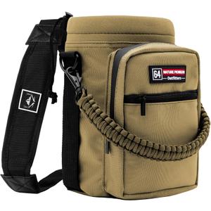 NATURE PIONEOR Insulated Water Bottle Holder with Shoulder Strap for Half/One Gallon 64oz/128OZ Sports Water Jugs Bottles, Carrier/Pouch Sleeve for Outdoor Camping, Hiking,Gym (Brown)