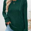 EVALESS Sweaters for Women Cable Knit Crewneck Pullover Sweater Tops Fall Winter Women's Clothing 2025 (Green, XXL)