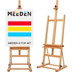 MEEDEN Studio H-Frame Easel with Storage Tray, Solid Beech Wood Artist Painting Easel, Best Wooden Floor Easel, Holds Canvas Art up to 48", Basic Easel