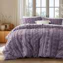 Bedsure Boho Duvet Cover Queen Size, Soft & Comfortable Elegant Design Boho Bedding for Decoration, Machine Washable Comforter Cover for All Seasons,Includes 1 Duvet Cover & 2 Pillow Shams,Purple